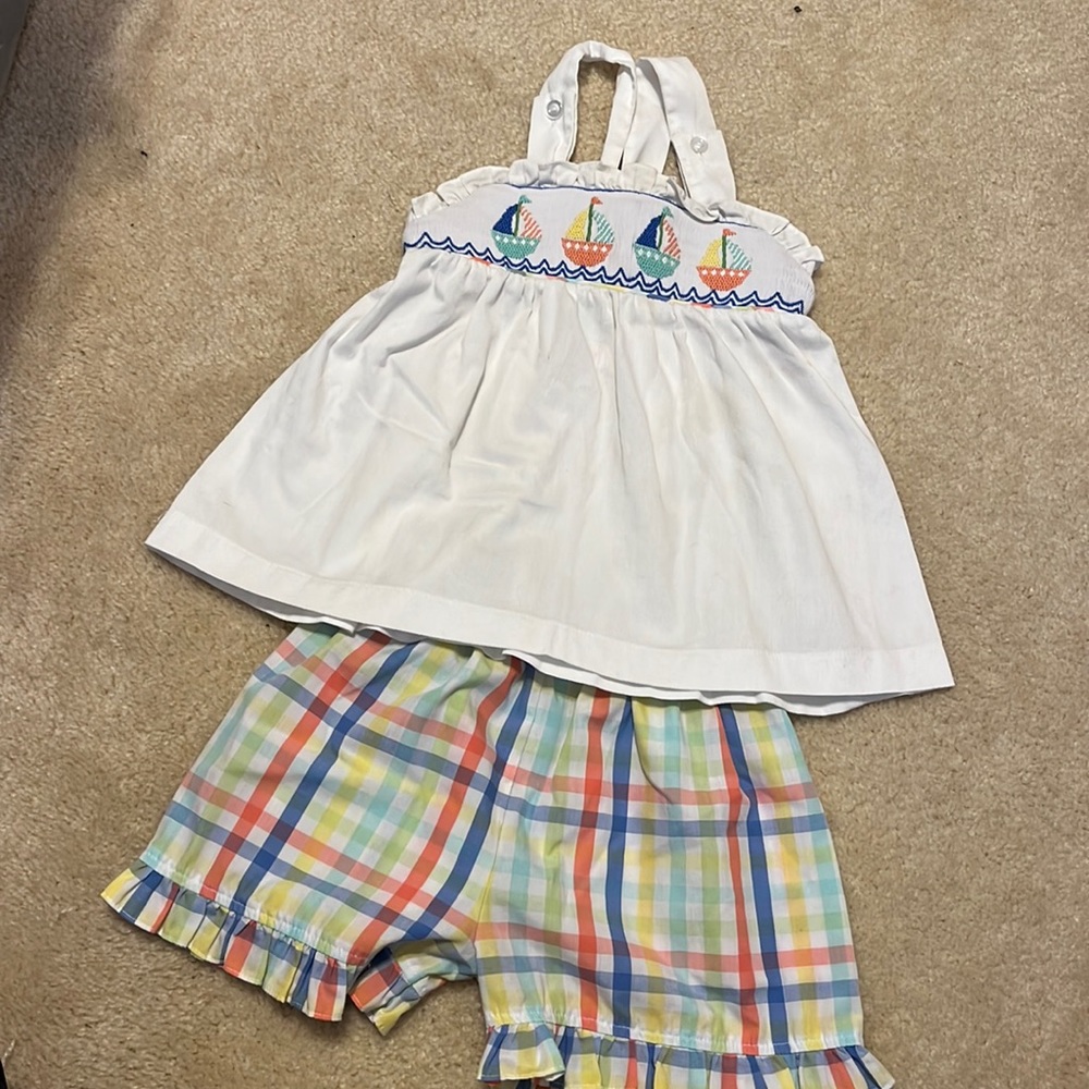 Shrimp and Grits Smocked Sailboat Set 4T